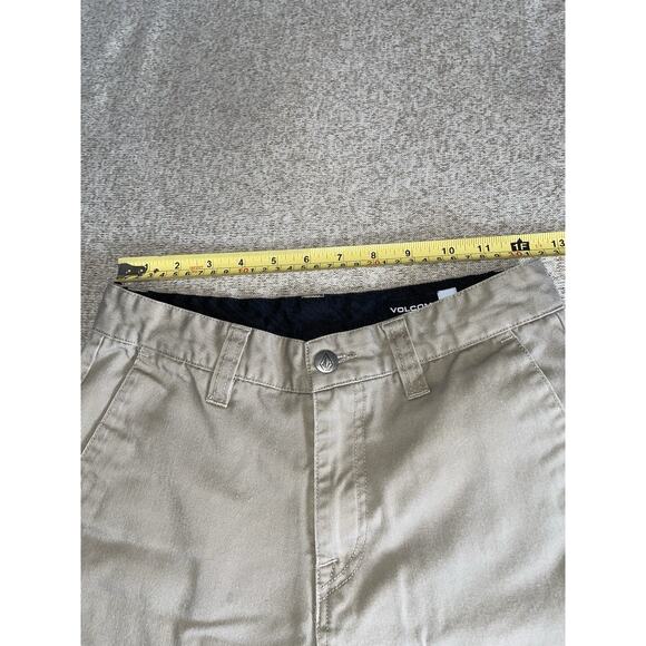 Volcom Pants Boys 24, True To This Chino Khaki Straight Embroidered Logo - Picture 4 of 6